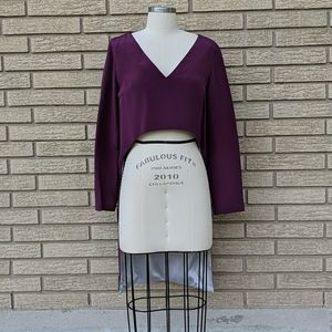 High-low cropped silk shirt